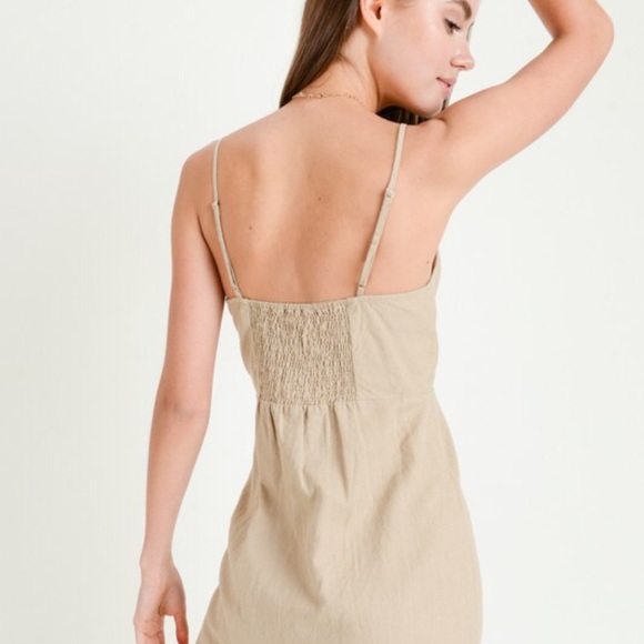 Khaki Button Down Midi Dress - Picture 3 of 4